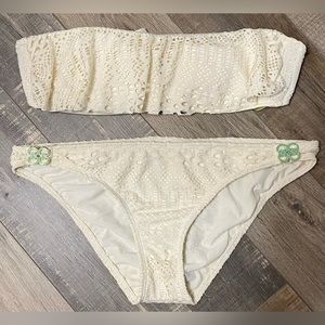 Gianni Bini Ivory Crochet Bikini Set